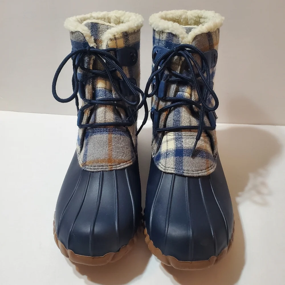 Jack Rogers Haley Plaid High Top Duck Boots Size 11 Tartan